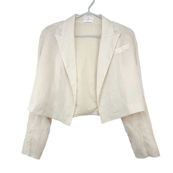 LOVE McNICOLL 100% Linen‎ Sammie Oversized Crop Blazer beige cream Neutral s S - Picture 5 of 12